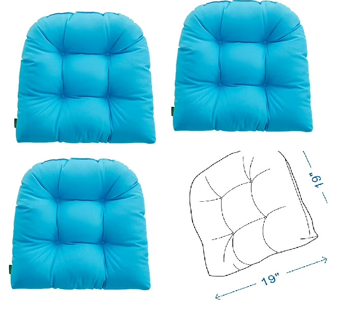 Outdoor/Indoor All Weather Tufted Wicker Chair Cushions of 3 Pieces