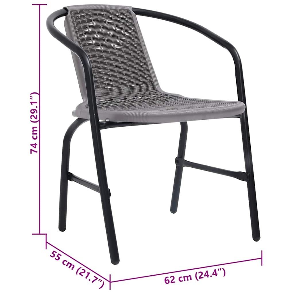 Patio Chairs 4 Pcs Patio Dining Chair Plastic Rattan and Steel 242.5 lb vidaXL