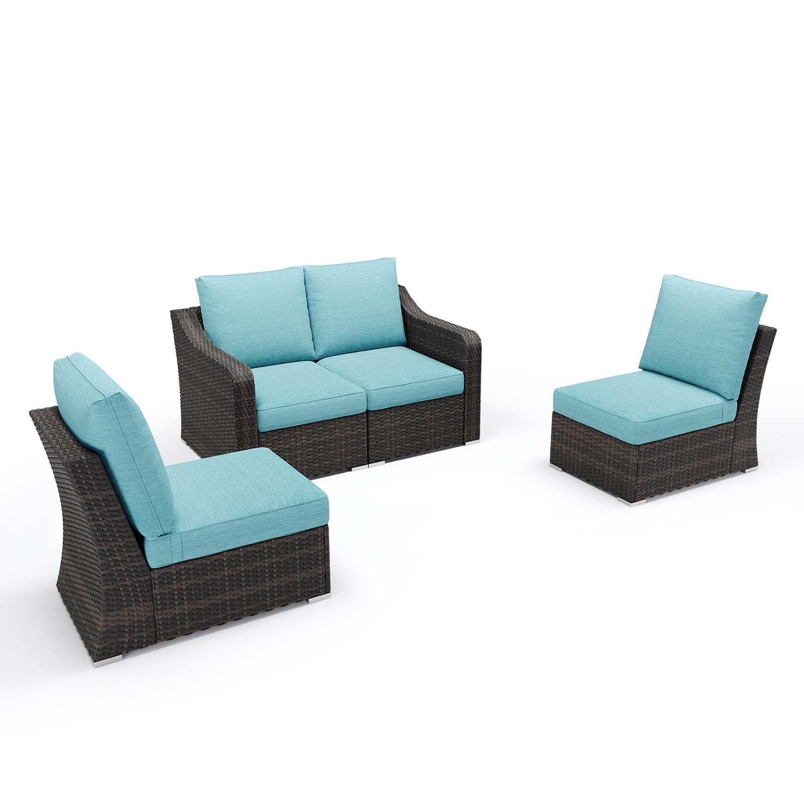 4 PCS Patio Furniture Rattan Sofa Modular Sectional Set Wicker Couch w/ Cushions
