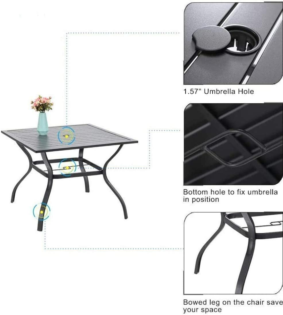 Patio Table Chairs Sets Outdoor Rocker Swivel Dining Chair Square Table Set of 5