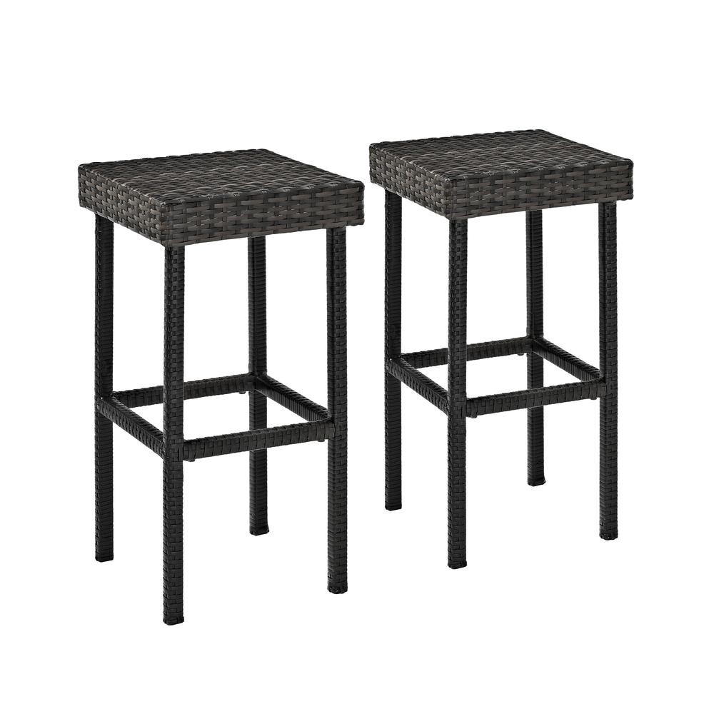 Palm Harbor 2Pc Wicker Backless Outdoor Bar Stool Set – 2 Stools