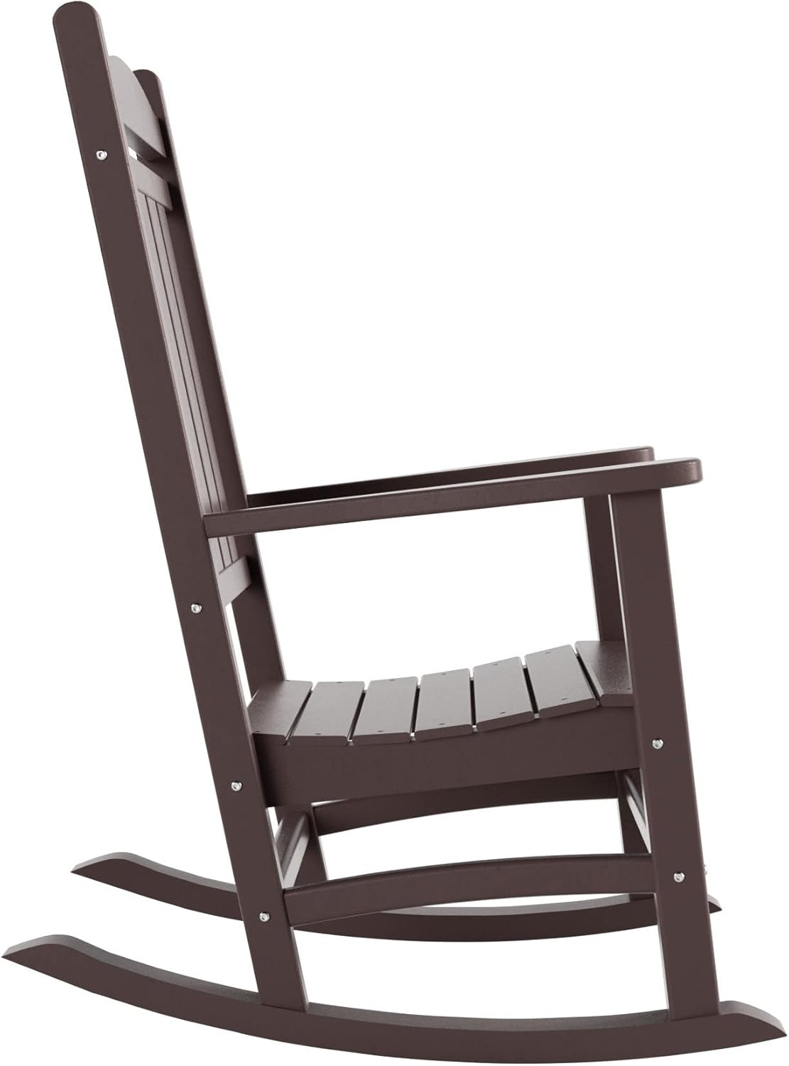 Malibu Malibu Outdoor Patio Porch Rocking Chair with Side Table Set, Dark Brown