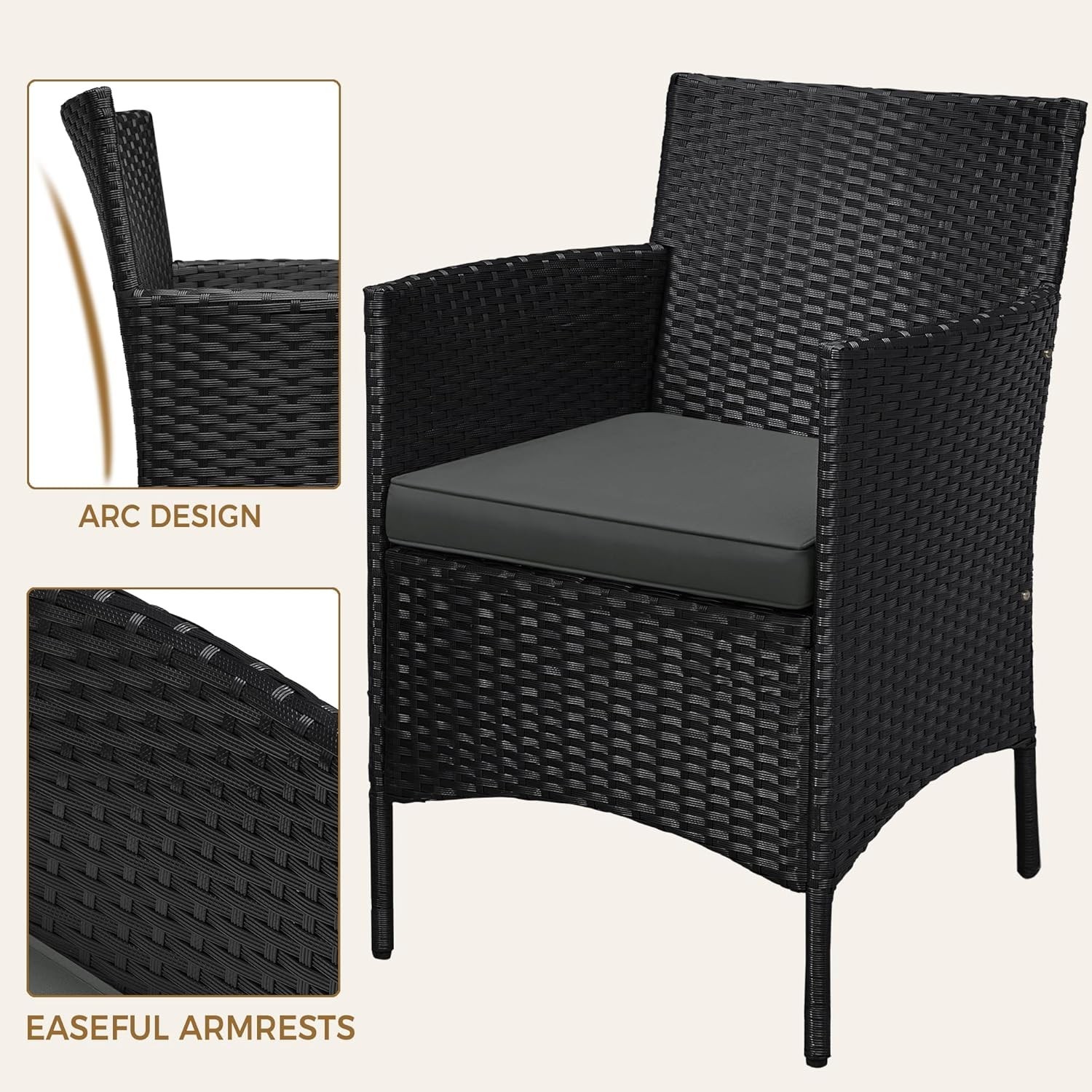 Comfortable 3-Piece Outdoor Seating Set: Easy Assembly, Soft Cushions Included
