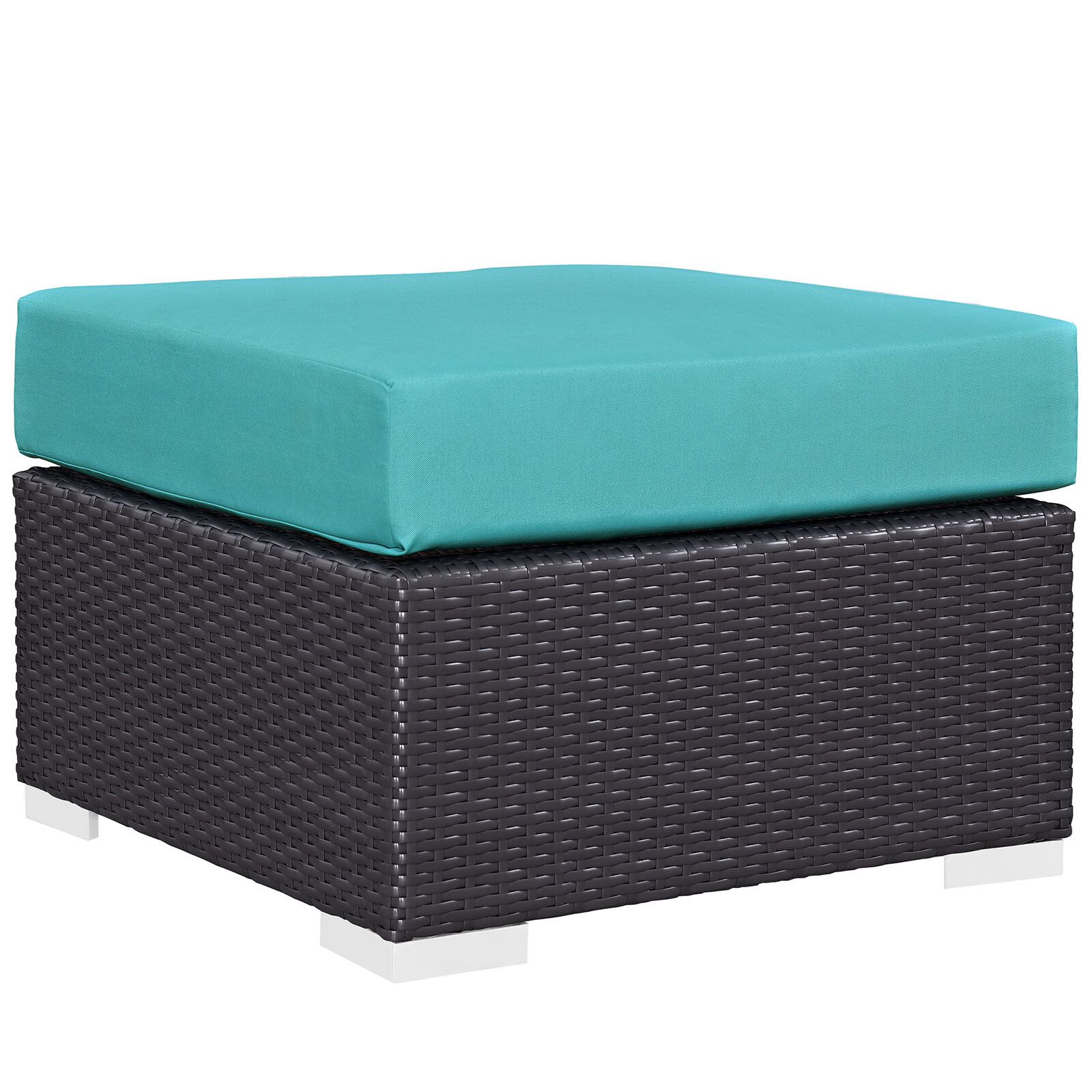 Modway 3PC Wicker Rattan Cushioned Outdoor Patio Sofa Set in Espresso Turquoise