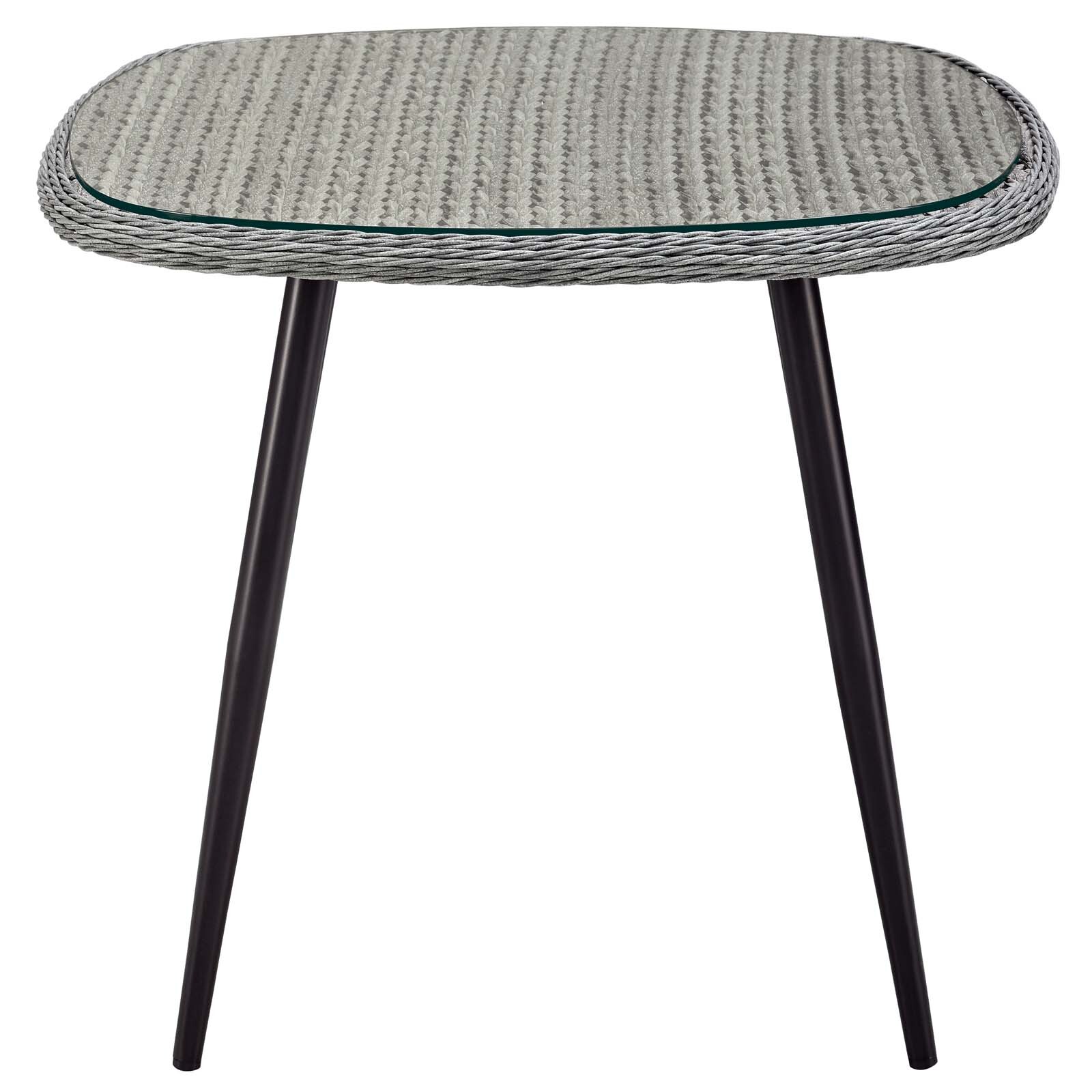 Modway Endeavor 36″ Outdoor Patio Wicker Rattan Dining Table in Gray