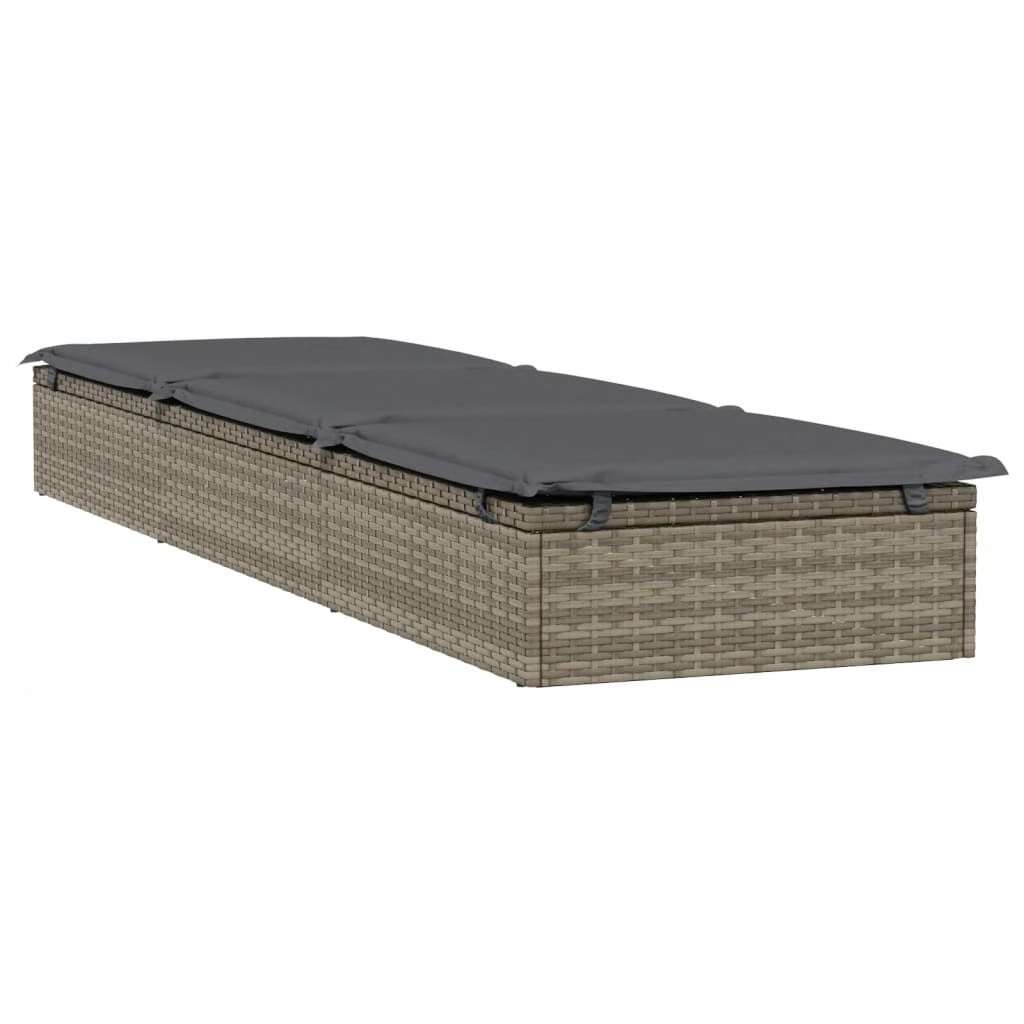 Sunbed 1 pc with Cushion Gray 79.1″x21.7″x24.4″ Poly Rattan
