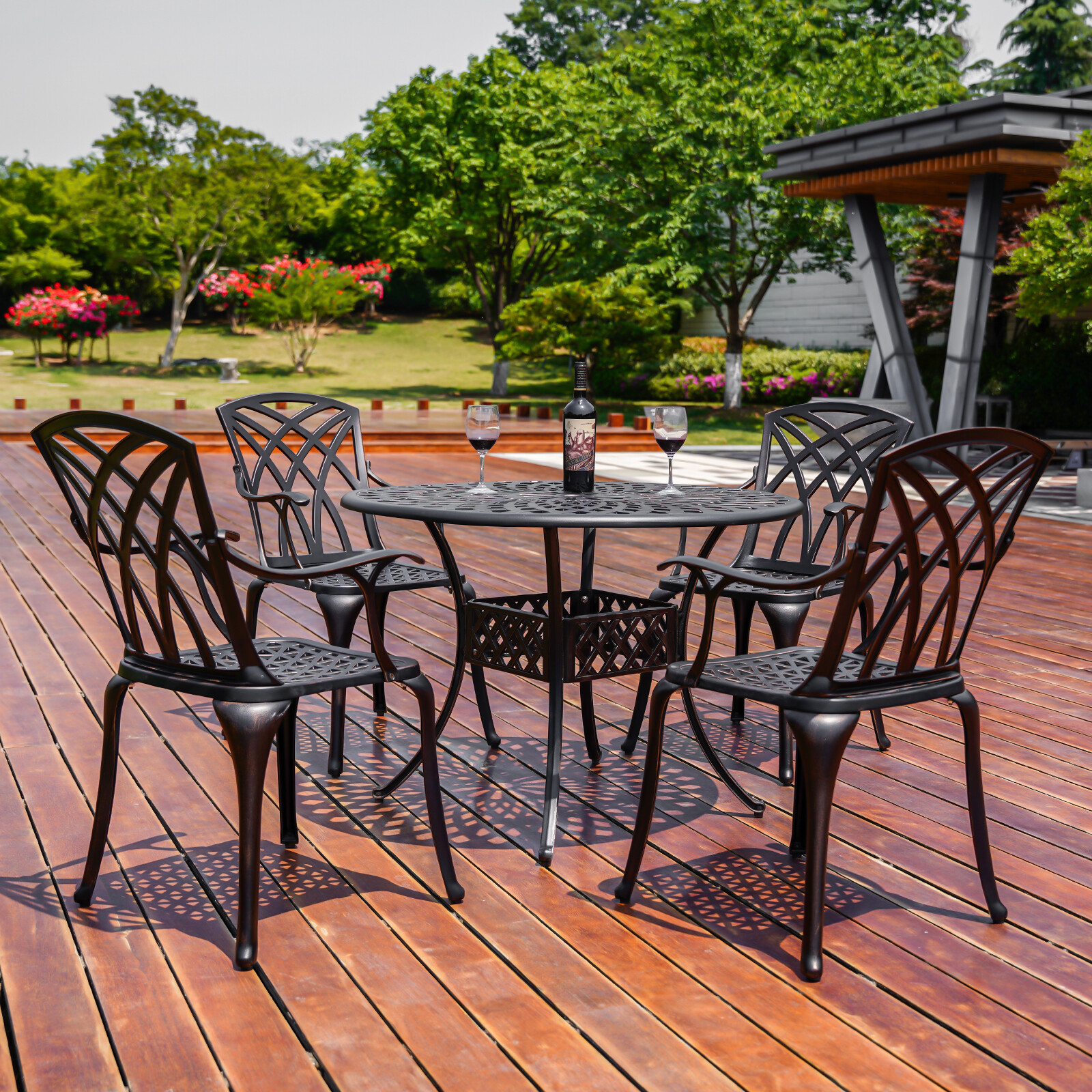 5 Pieces Patio Dining Set Cast Aluminum Outdoor Table and Chairs Furniture Set