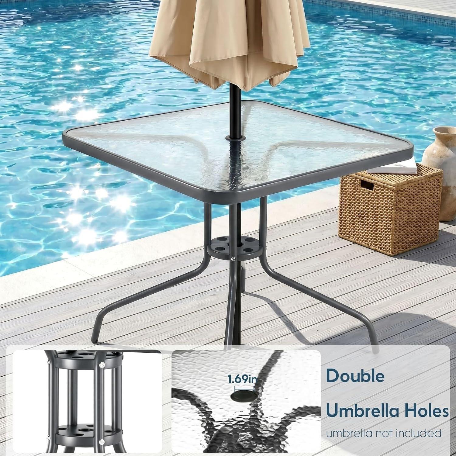 Arlopu 5 Piece Outdoor Patio Dining Set (Umbrella Not Included), Porch Furniture