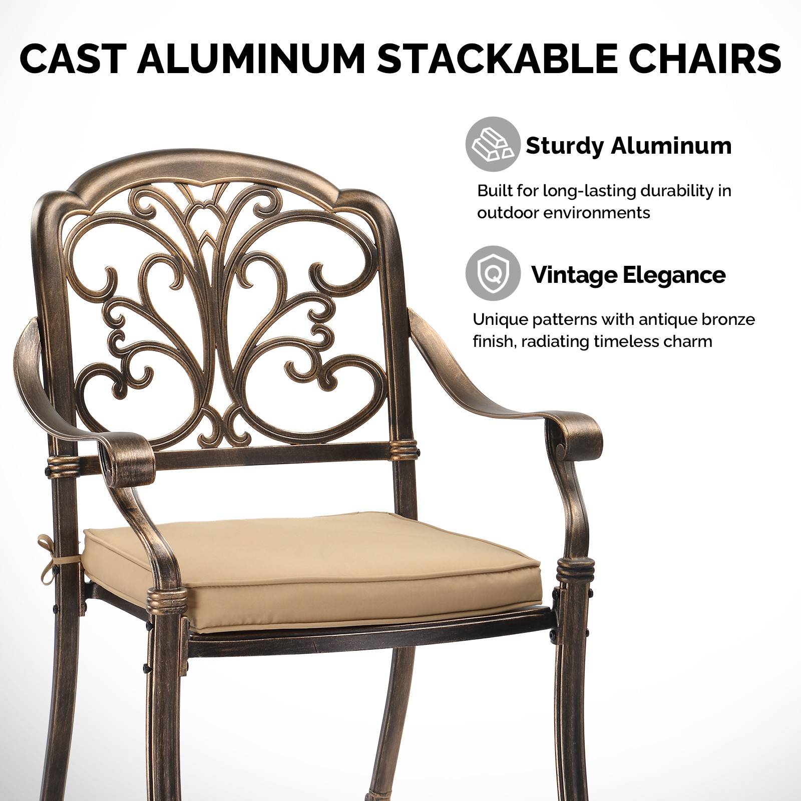 2PCS Patio Bistro Dining Furniture Set Iron Chairs for Indoor Outdoor Garden