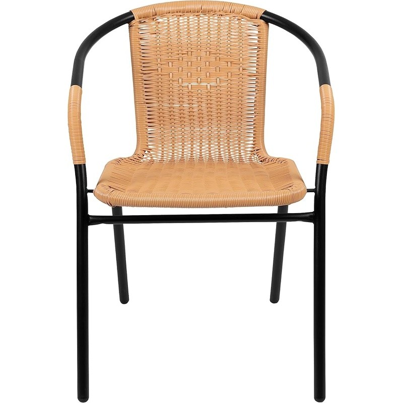 Contemporary Rattan Stacking Chairs Dining Room Bistro Patio Indoor Outdoor New