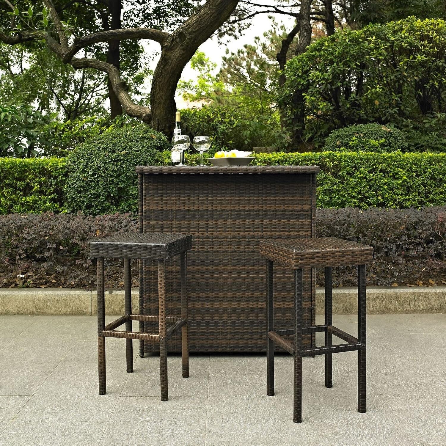 Crosley Furniture Palm Harbor Outdoor Wicker 29-inch Bar Stools – Brown Set of 2