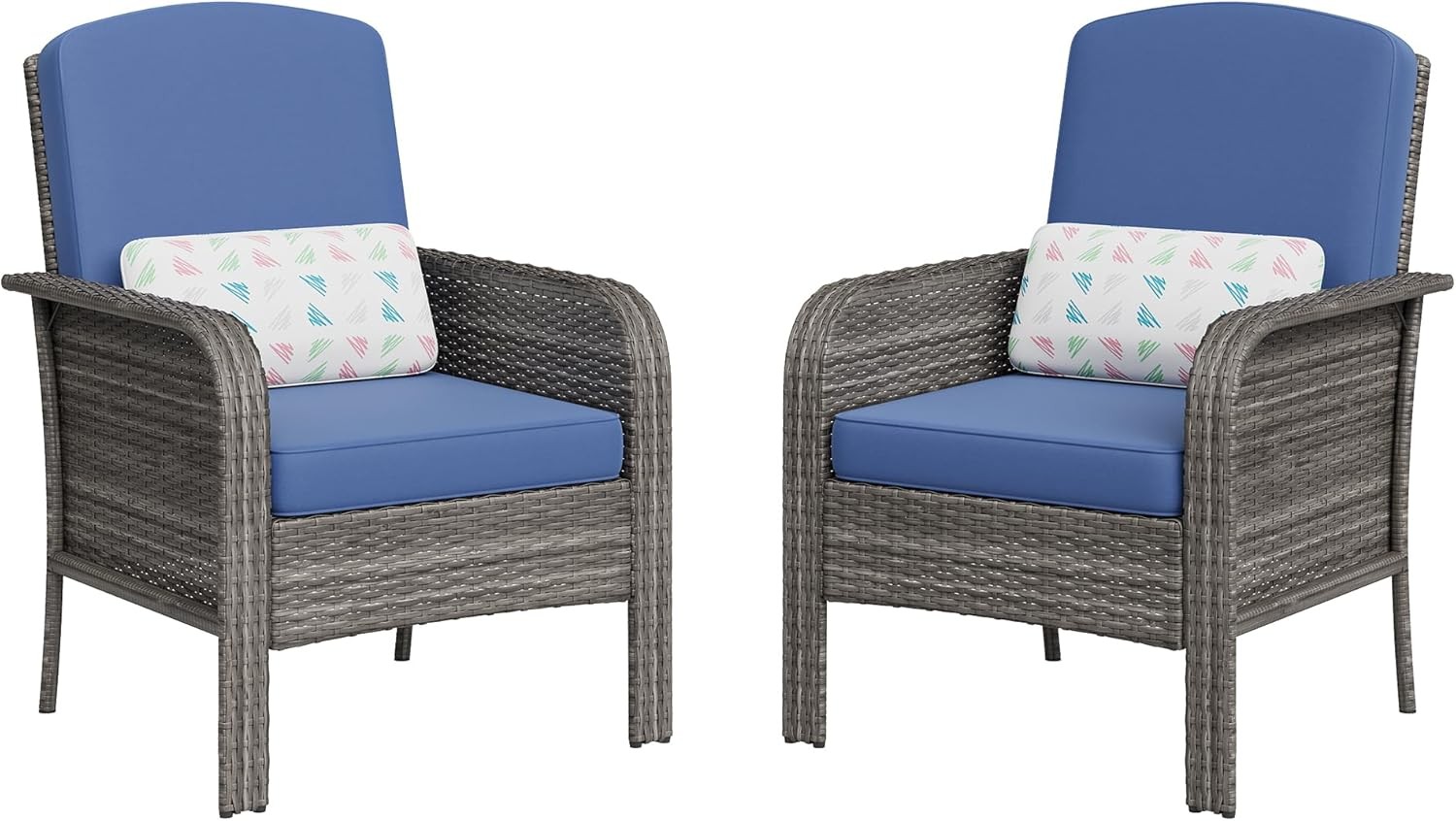 2PCS Outdoor Patio Rattan Conversation Furniture Set Wicker Chair w/ Cushion