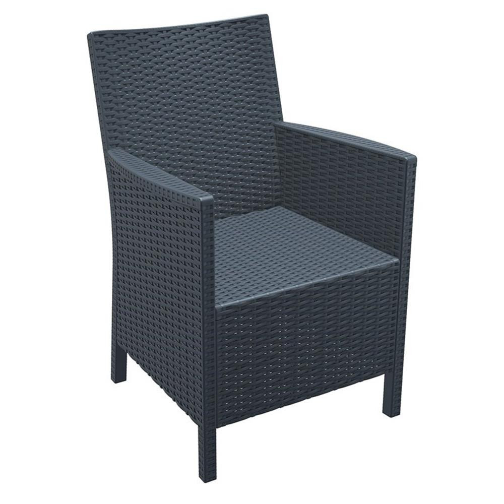 Compamia California 3 Piece Patio Conversation Set in Dark Gray