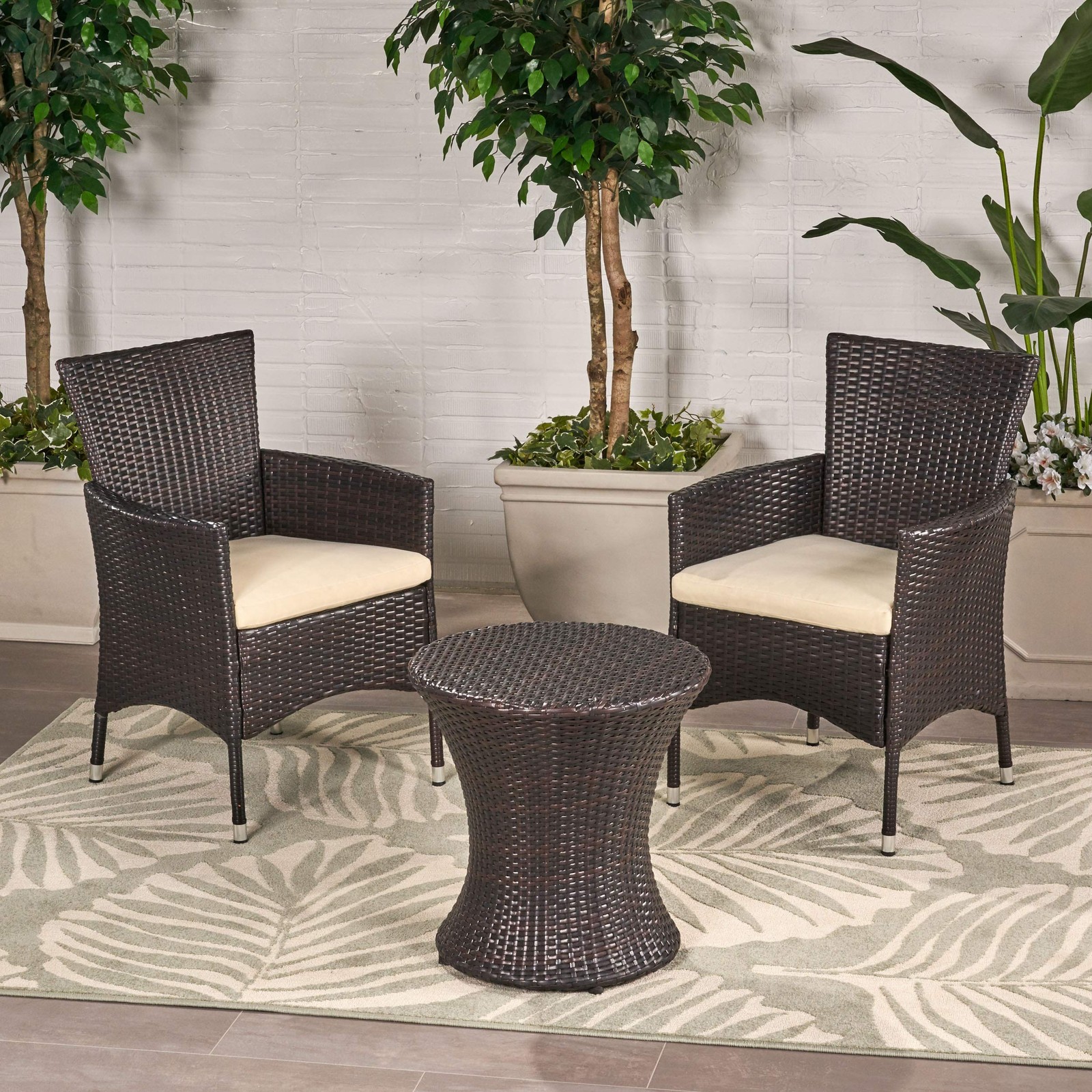 Christopher Knight Home Malta Outdoor Wicker Chat Set, 3-Pcs Set, Multibrown …