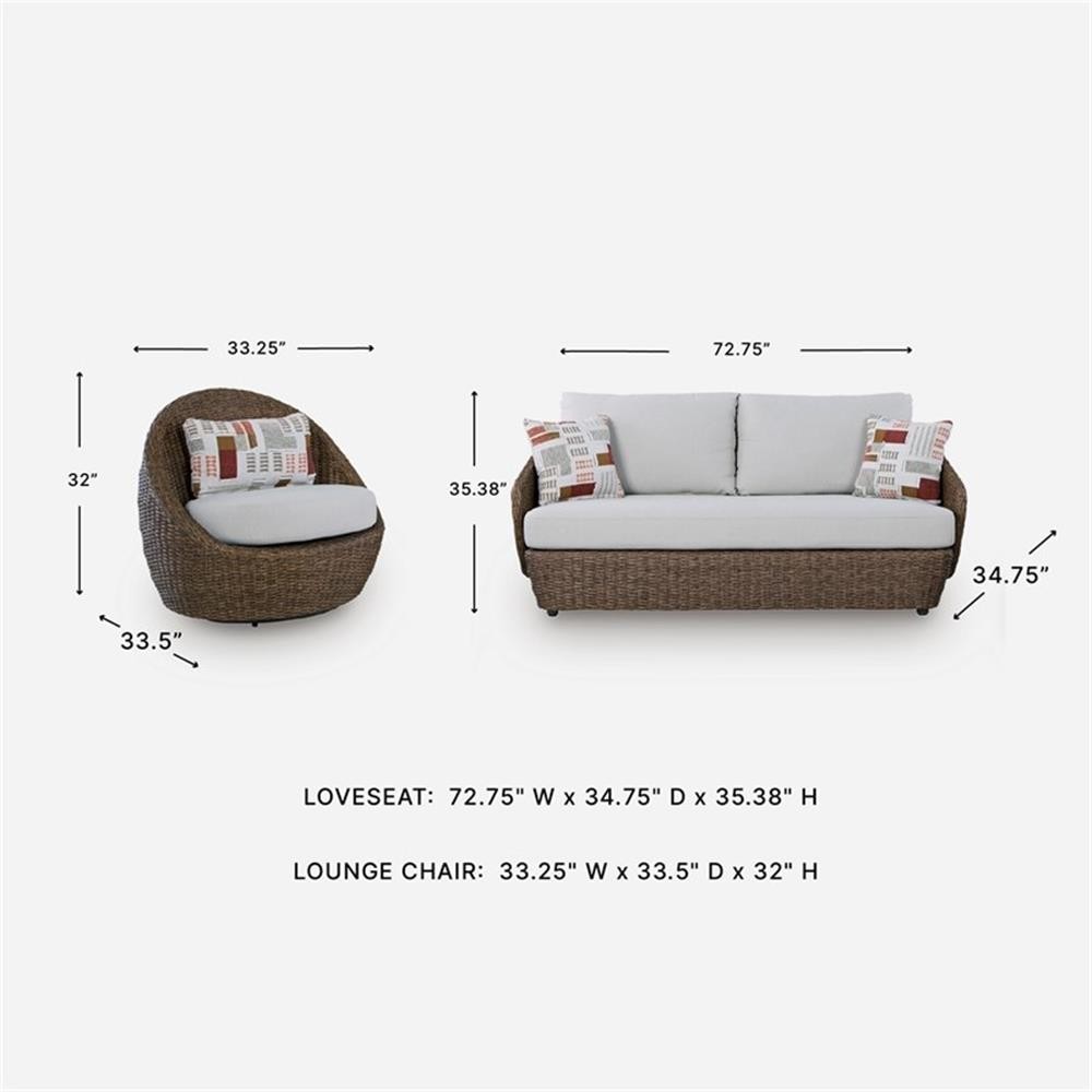 Bowery Hill 3-Piece Outdoor Wicker Loveseat and Swivel Chair Set