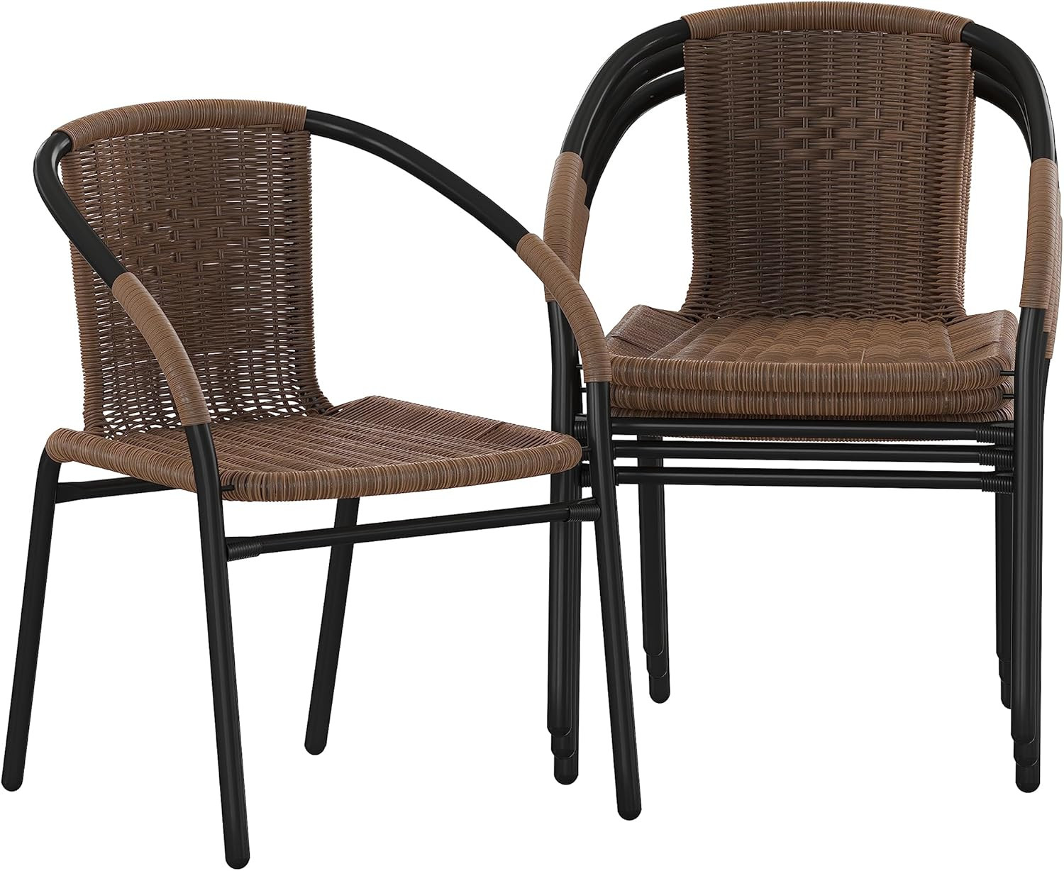 Flash Furniture Lila Modern Rattan Indoor/Outdoor Stackable Dining Chairs, Stack