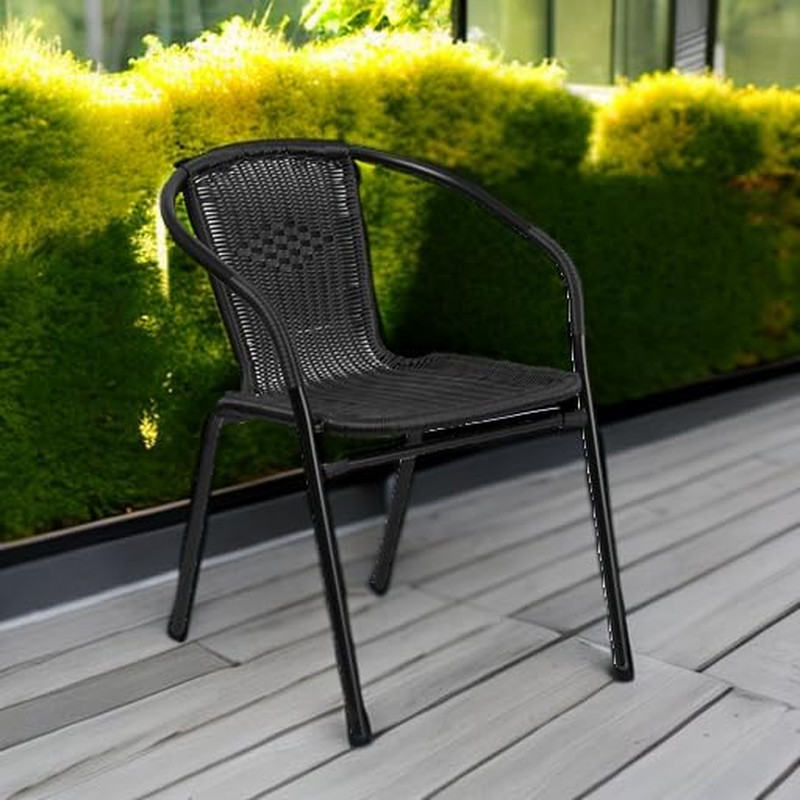 Lila Modern Rattan Indoor/Outdoor Stackable Dining Chairs, Stacking Rattan Bistr