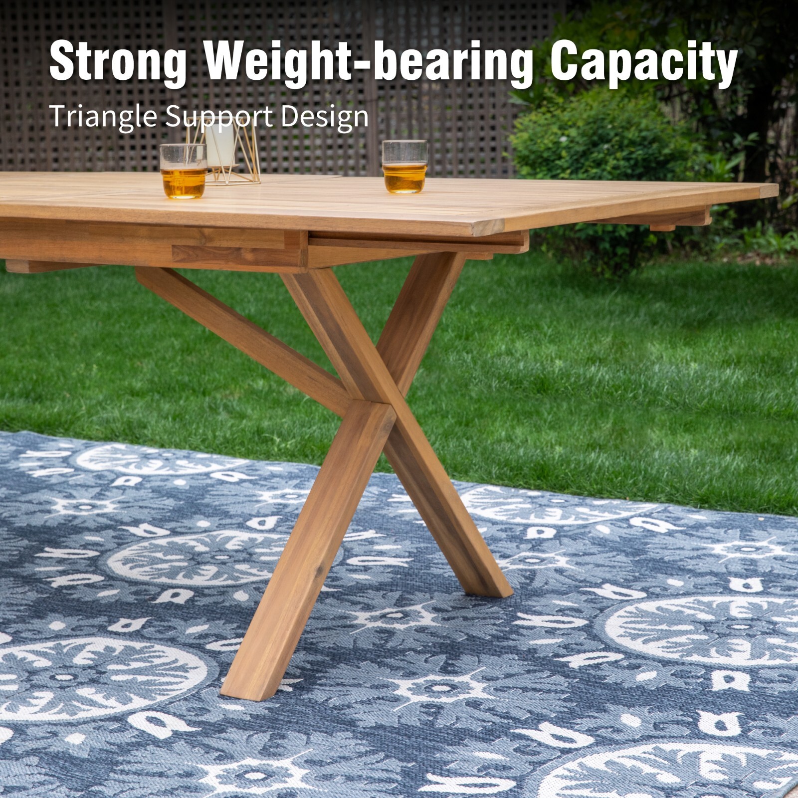9Piece Patio Furnitre Set Acacia Wood Outdoor Dining Table Chairs Set Expandable