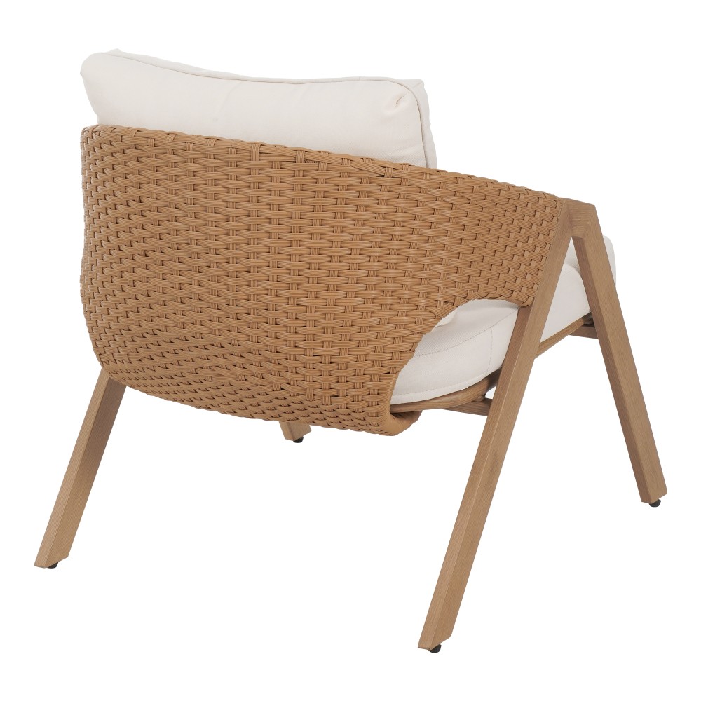 Outdoor Rattan Patio Chair Set of 2 Grey Teak Metal Frame Water Resistant