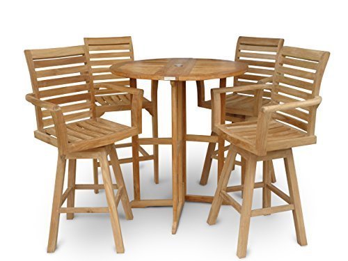 Windsor’s Grade A Teak 39″ Counter (5″ Lower then Bar Hgt) Table-4 Swivel Chairs