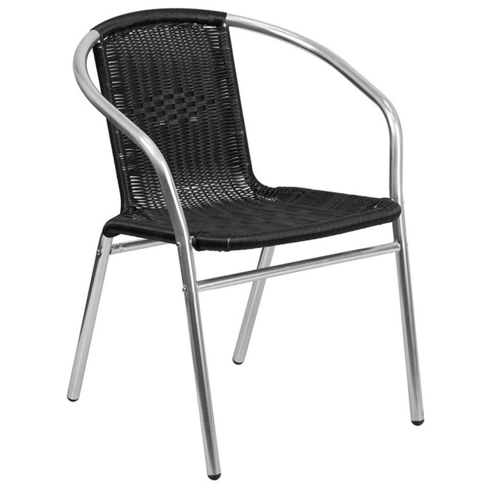 Bowery Hill Contemporary 27.5″W Aluminum Table Set-4 Chairs In Black
