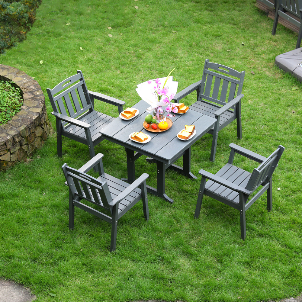 Patio Dining Set: 1 Table & 4 Chairs, HDPE, Waterproof & UV Resistant