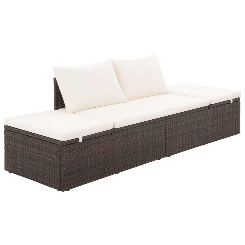 Patio Bed Brown 76.8″x23.6″ Poly Rattan