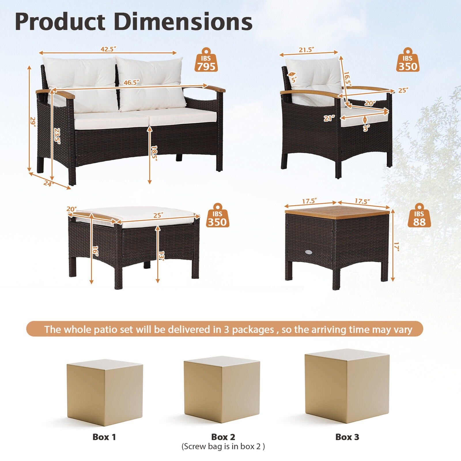 7PCS Rattan Patio Conversation Furniture Set Cushioned Outdoor Wicker Sofa Set