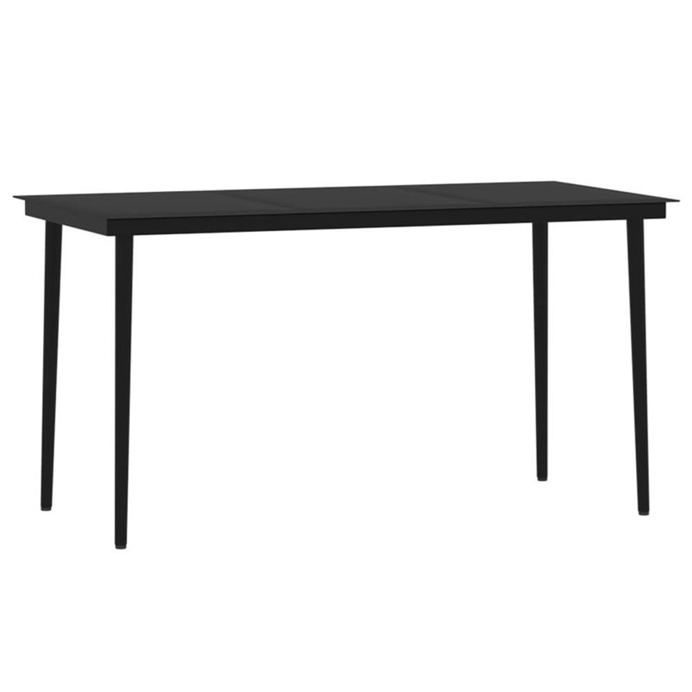 Bowery Hill Powder-Coated Steel 5 Piece Set Garden Dining Set in Black