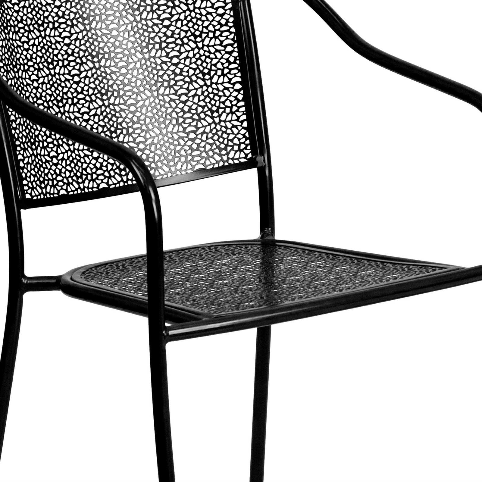 Bowery Hill 5 Piece 36″ Square Steel Flower Print Patio Dining Set in Black