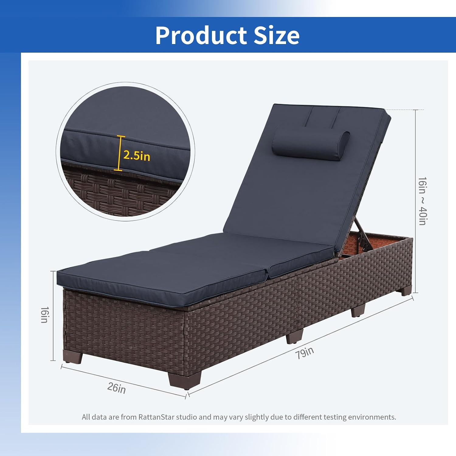Rattan Star Outdoor Chaise Lounge Set of 2 Brown Wicker Patio Chaise Lounge Chai