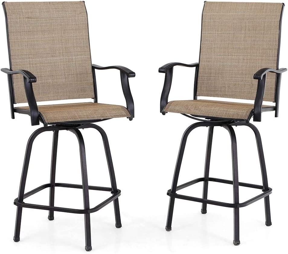 Patio Bar Table Chair Set of 5 Swivel Bar Height Chair Bar Chairs Outdoor Stools