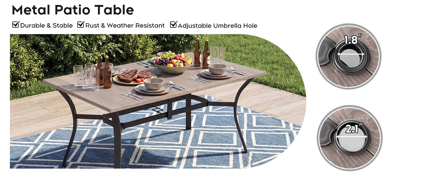 37.8”x37.8” Metal Outdoor Dining Table for 4,Square Patio Dining Table with