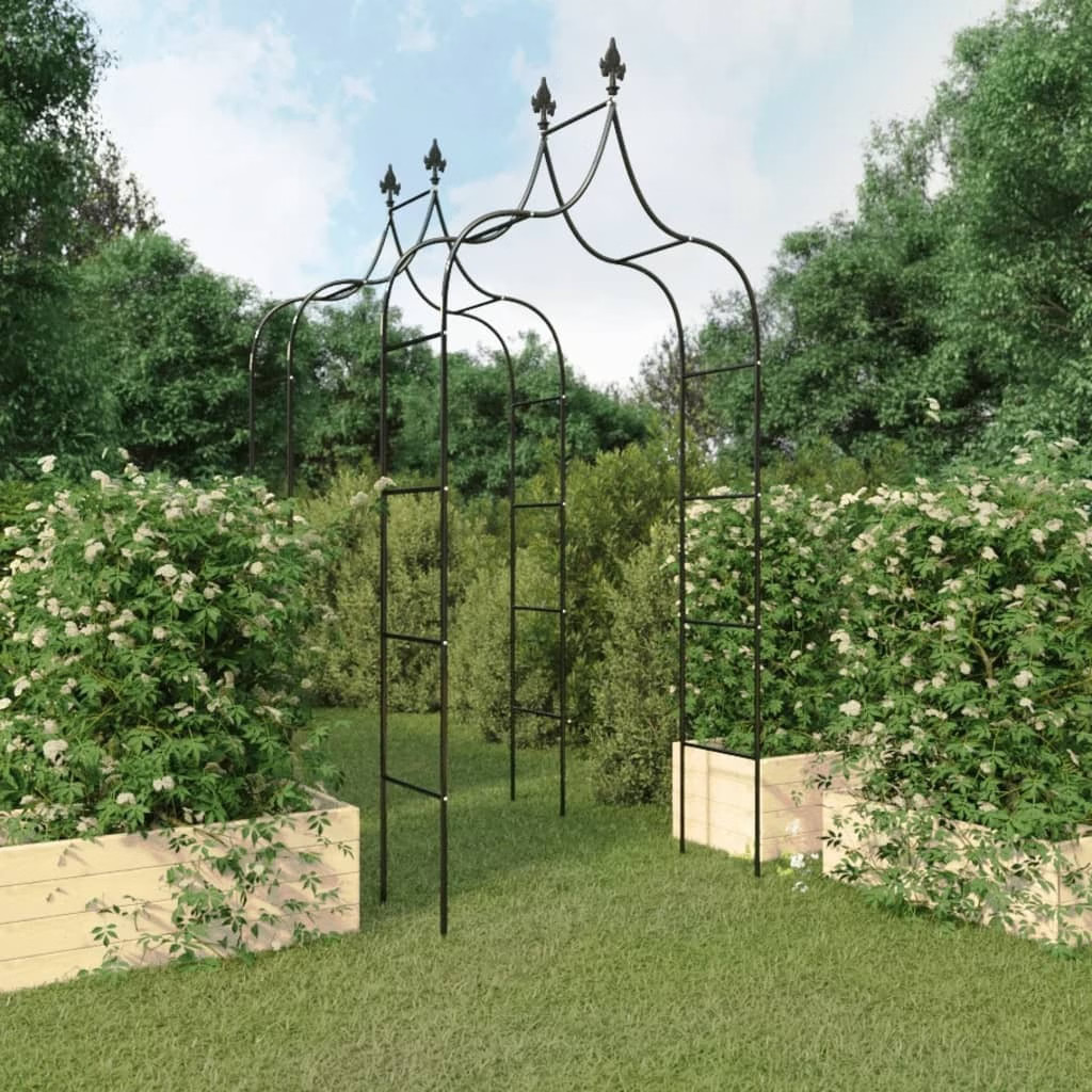 Garden Arches 2 pcs Black 47.2″x15″x102.4″ Steel