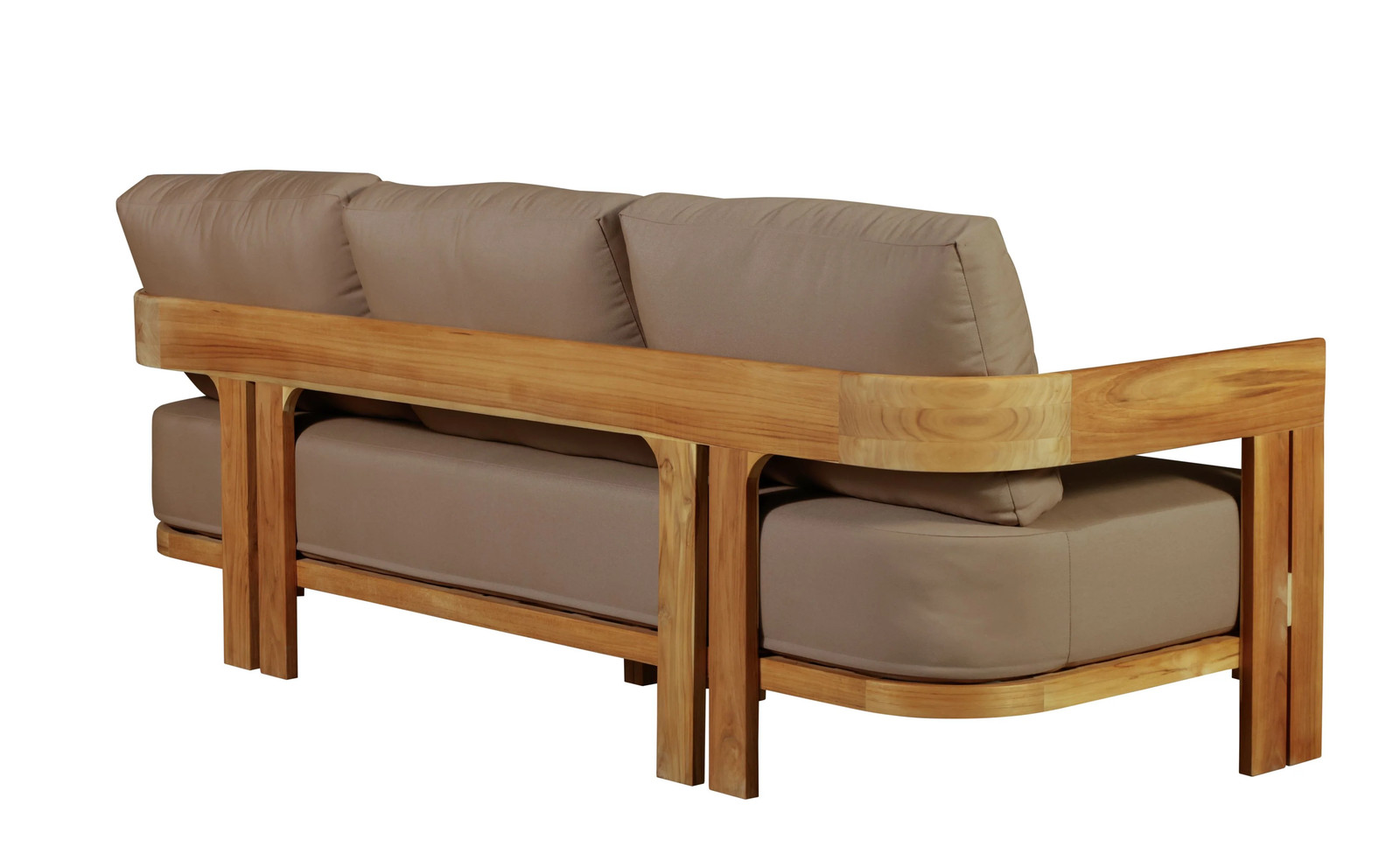 Paradiso Outdoor Solid Teak Wood Sofa – Light Brown Fabric Sofa and Cover