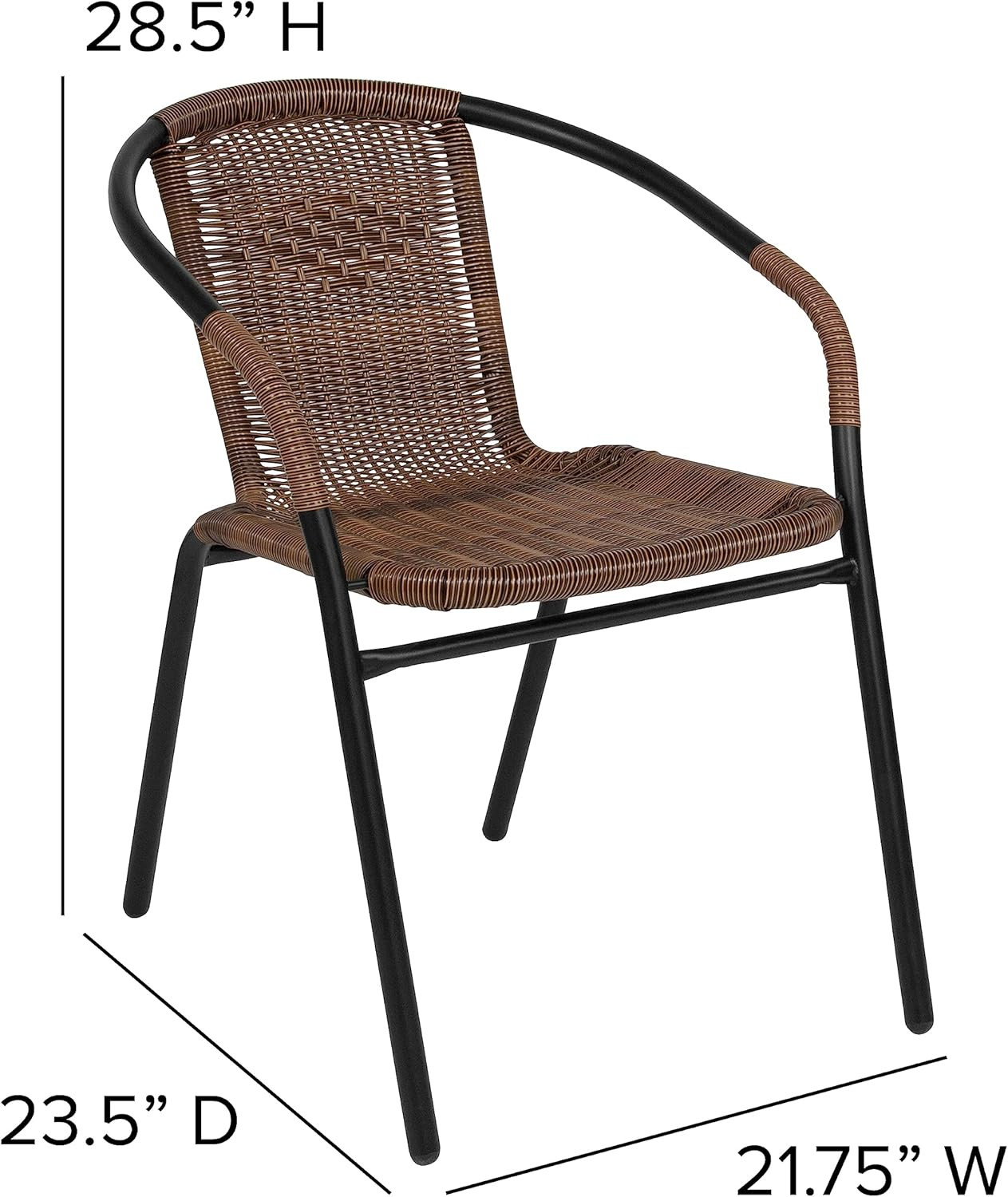 Flash Furniture Lila Modern Rattan Indoor/Outdoor Stackable Dining Chairs, Stack