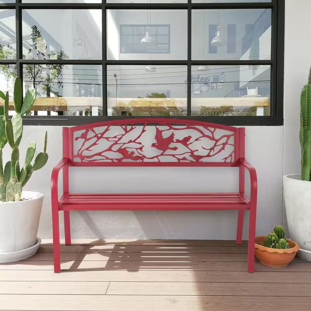48 In. Metal Outdoor Garden Bench Park Yard Patio Furniture