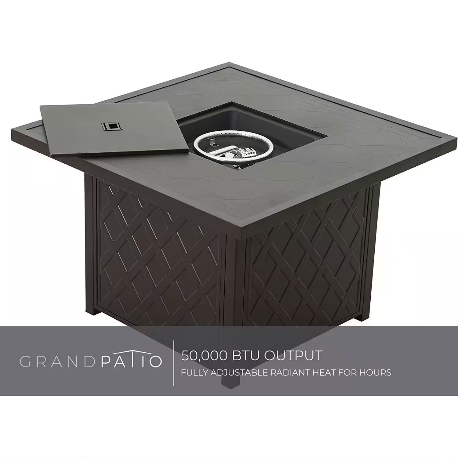 5-Piece Steel Patio Fire Pit Conversation Set – 37″ – Brown and Gray