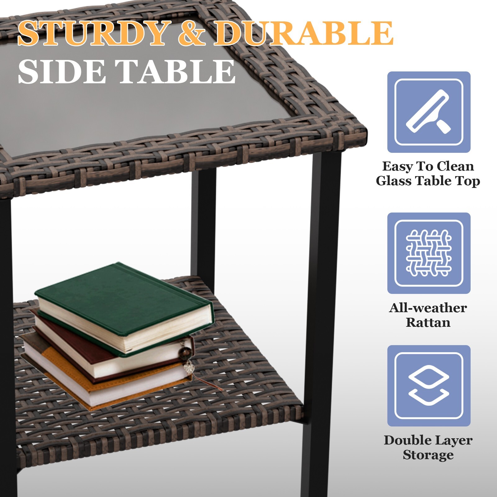 EAGLE PEAK Wicker Patio Conversation Set Weather Resistant Outdoor Furniture