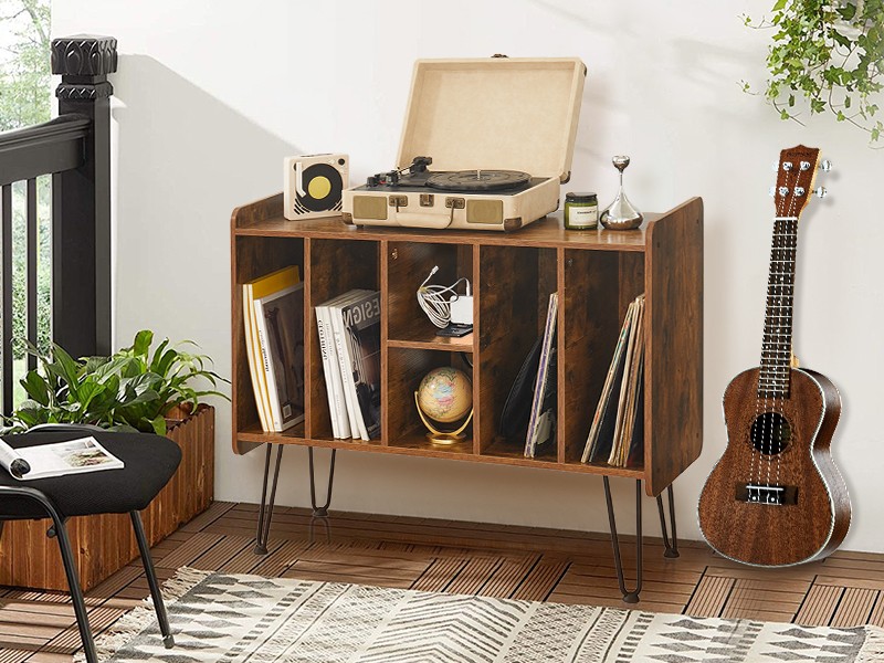 Record Player Stand with Vinyl Stora, Vinyl Record Stora Cabinet Holds