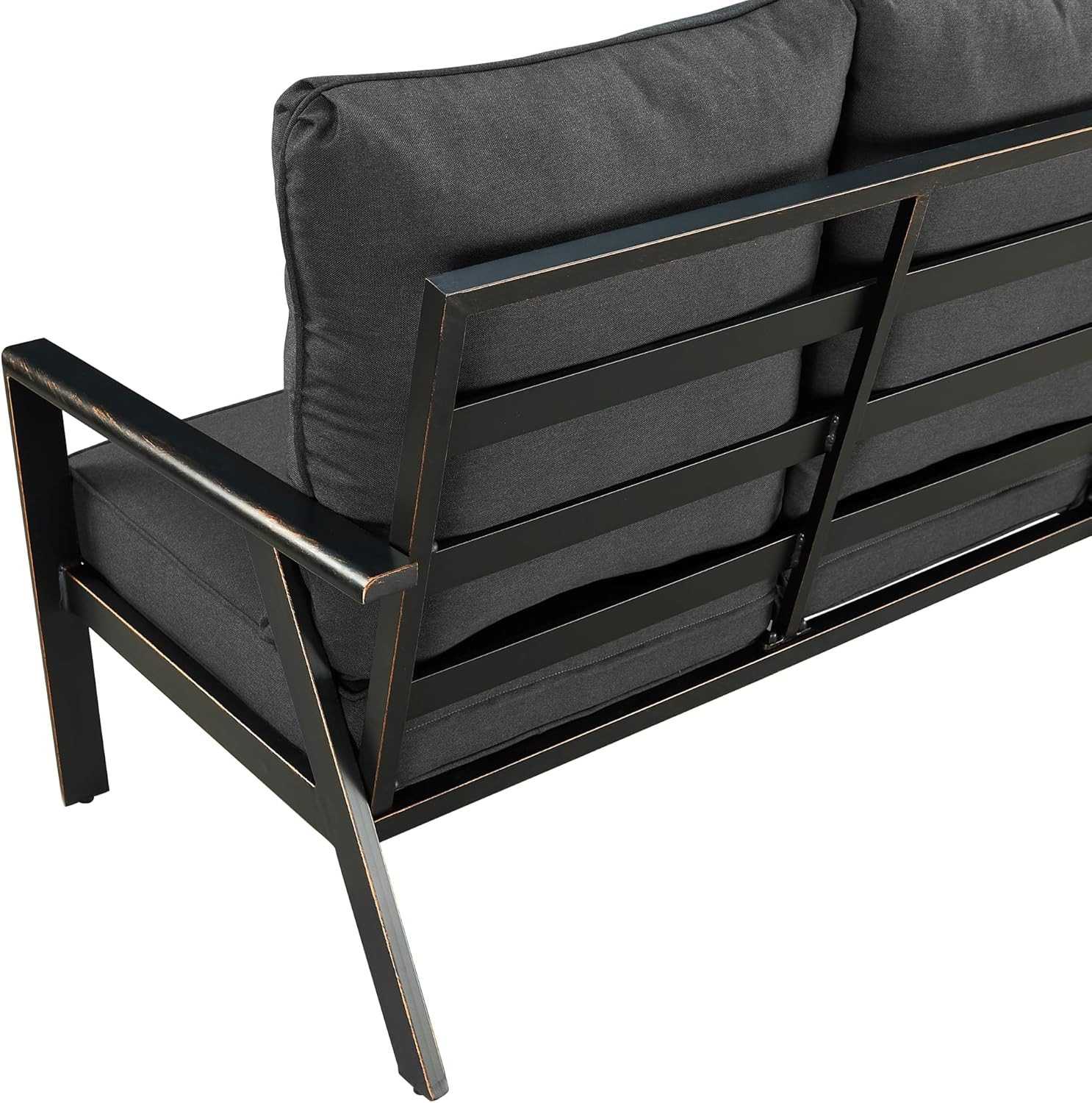 Stylish Black Aluminum Outdoor Deep Seating Sofa with Cushions