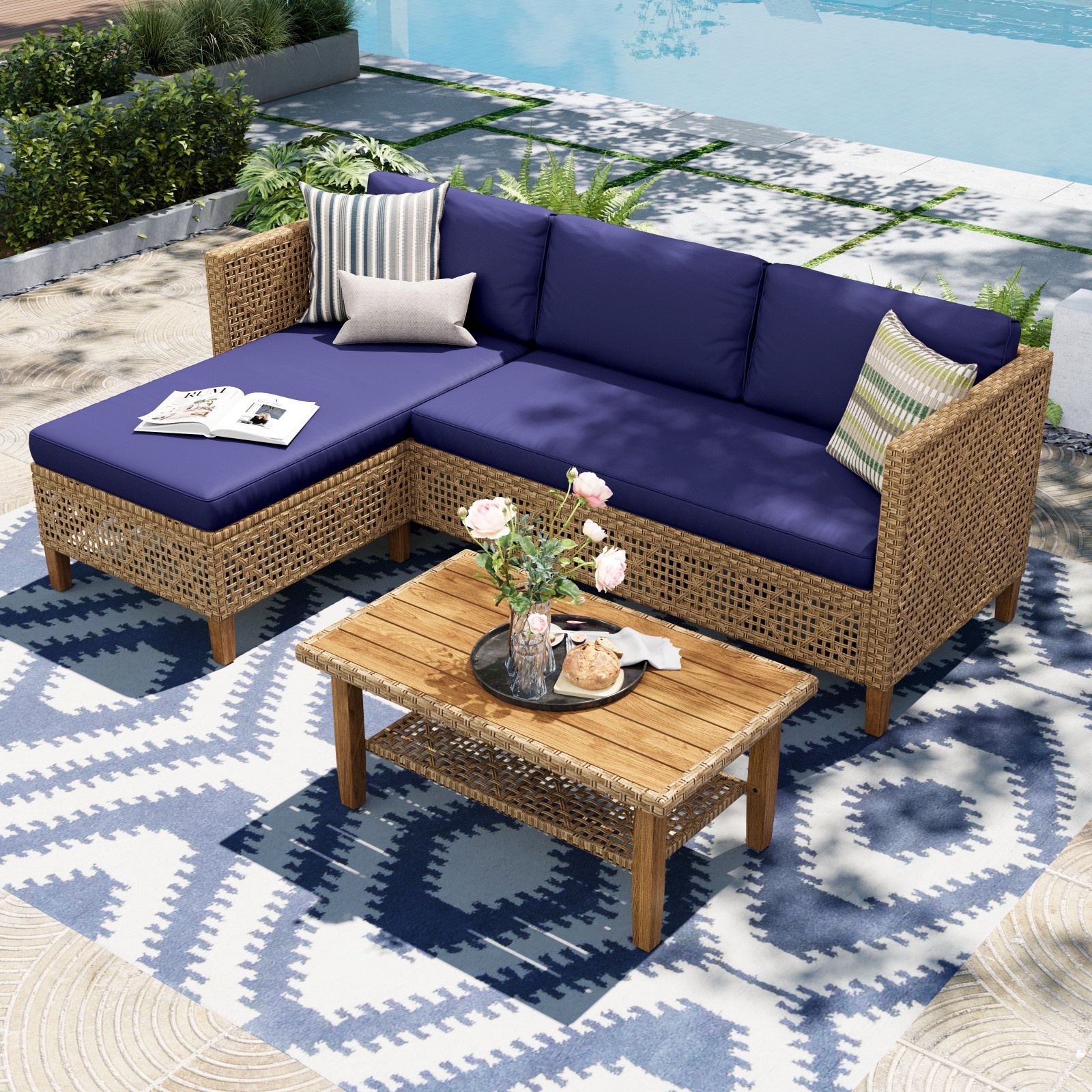 Outdoor Furniture Rattan Patio Furniture Set Patio Conversation Set Wicker Sofa