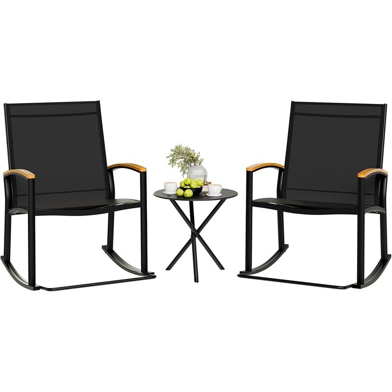 3 Piece Patio Furniture Set W/ Sturdy Frame Breathable Chairs Easy Assembly New