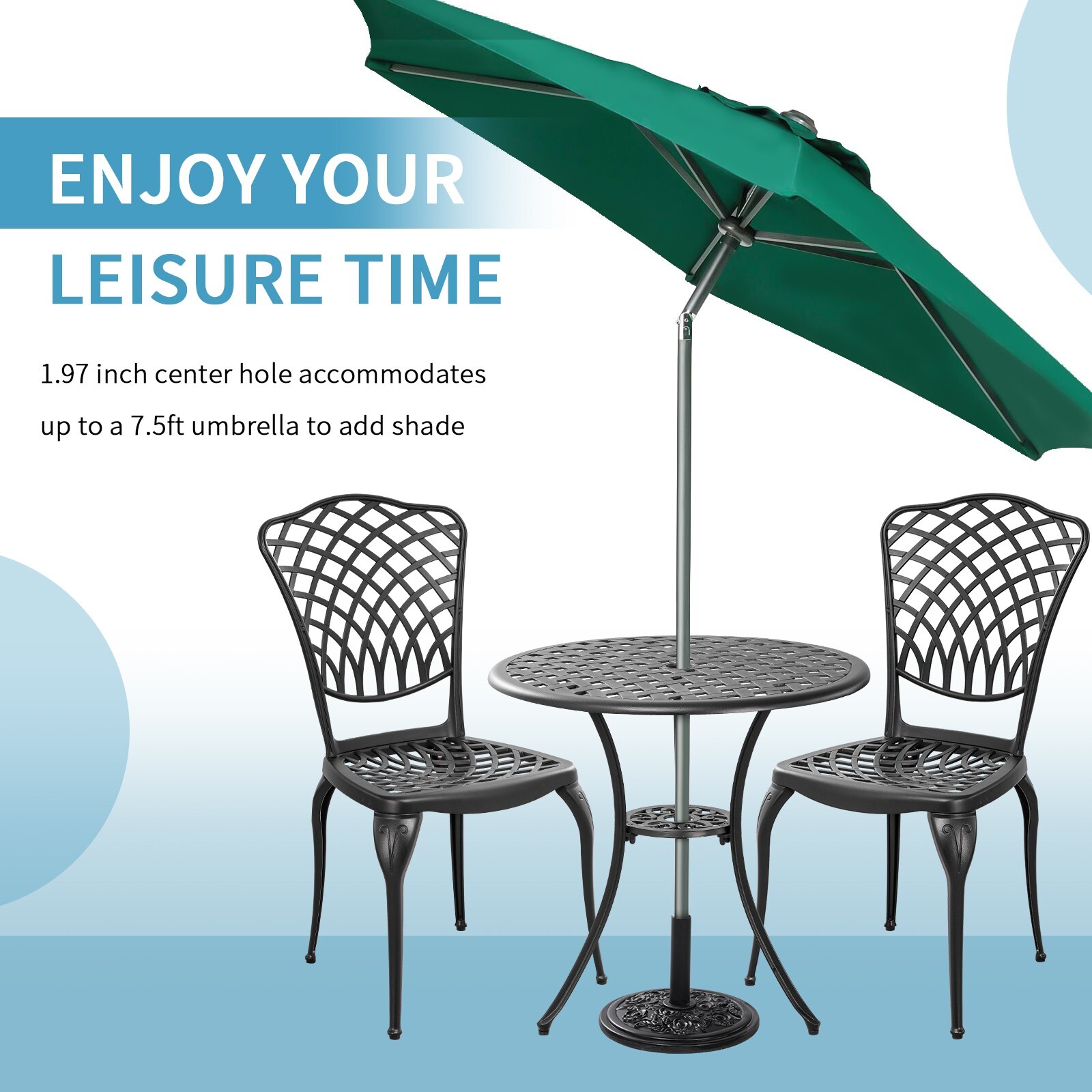 Bistro Set 3 Piece All Weather Outdoor Bistro Table and Chairs Set of 2 Black