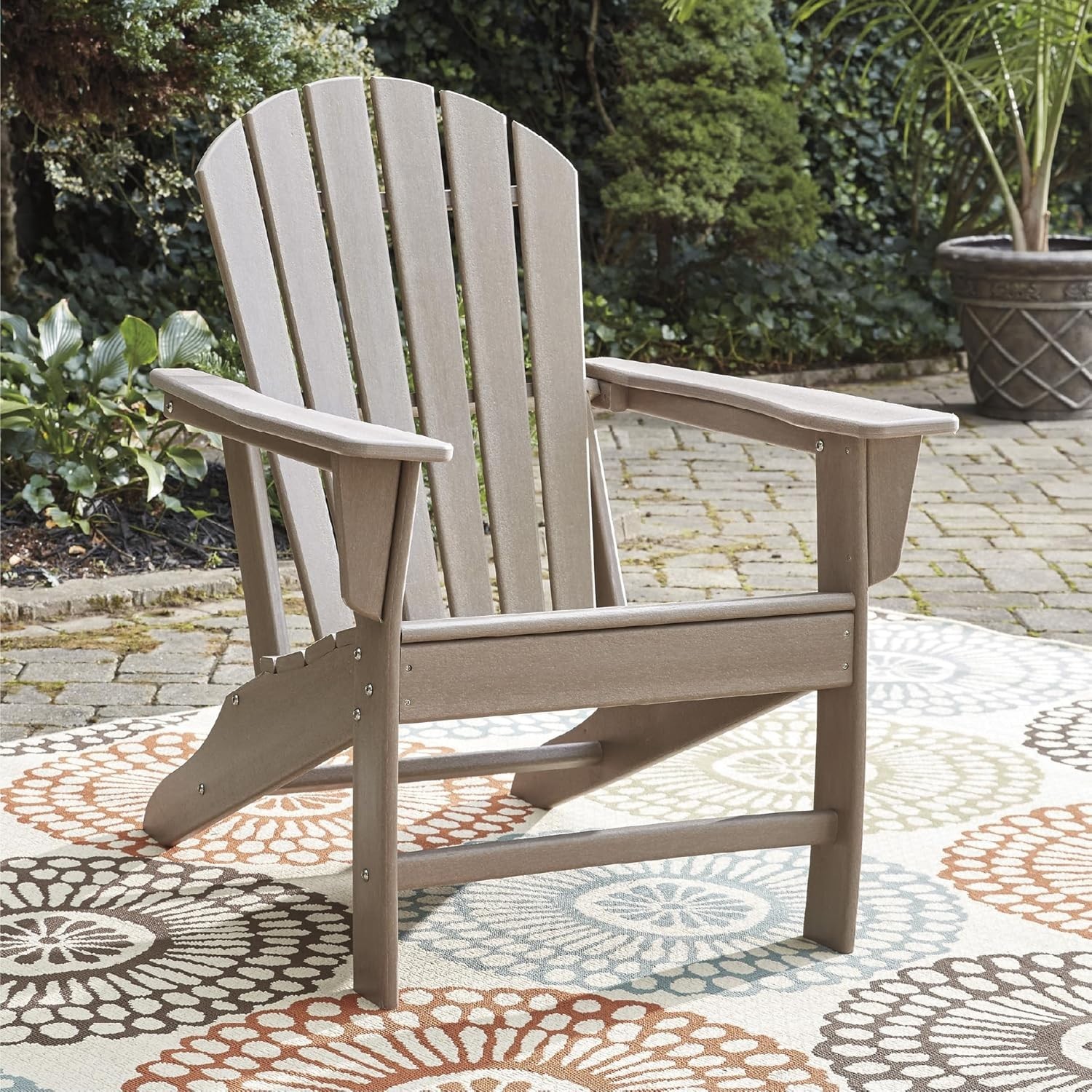 Sundown Treasure Outdoor Patio HDPE Adirondack Chair, Light Brown