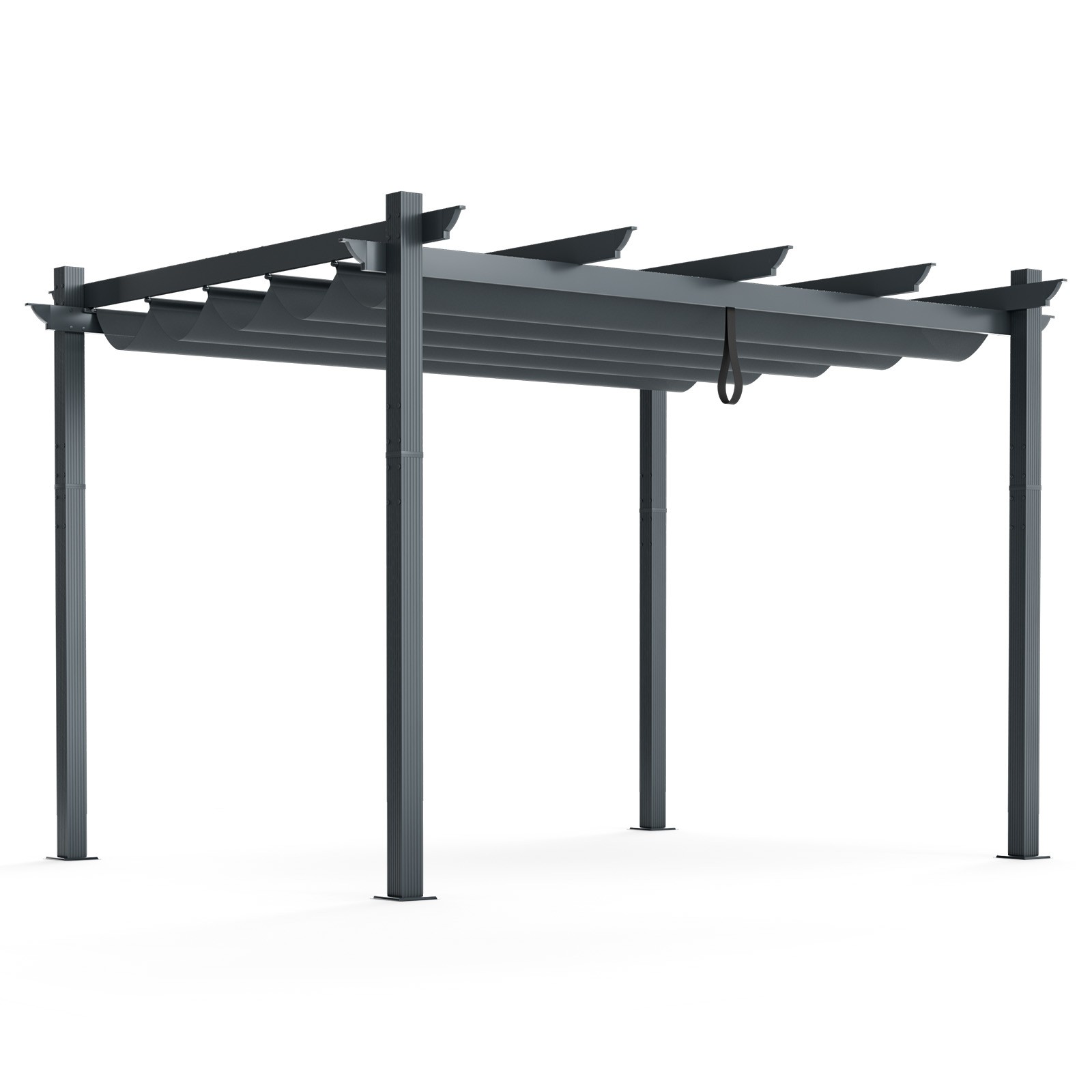Outdoor 10x12ft Aluminum Retractable Pergola Canopy Shelter Grape Trellis Gray