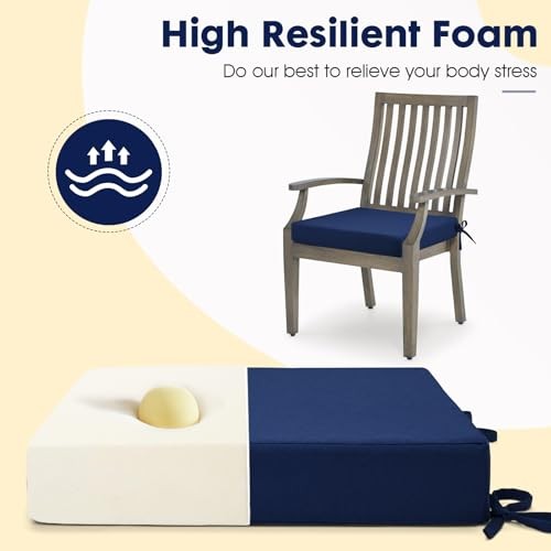 Outdoor Chair Cushions Set of 4 Fade Water Resistant, 18.5X16X3-4 PACK Navy