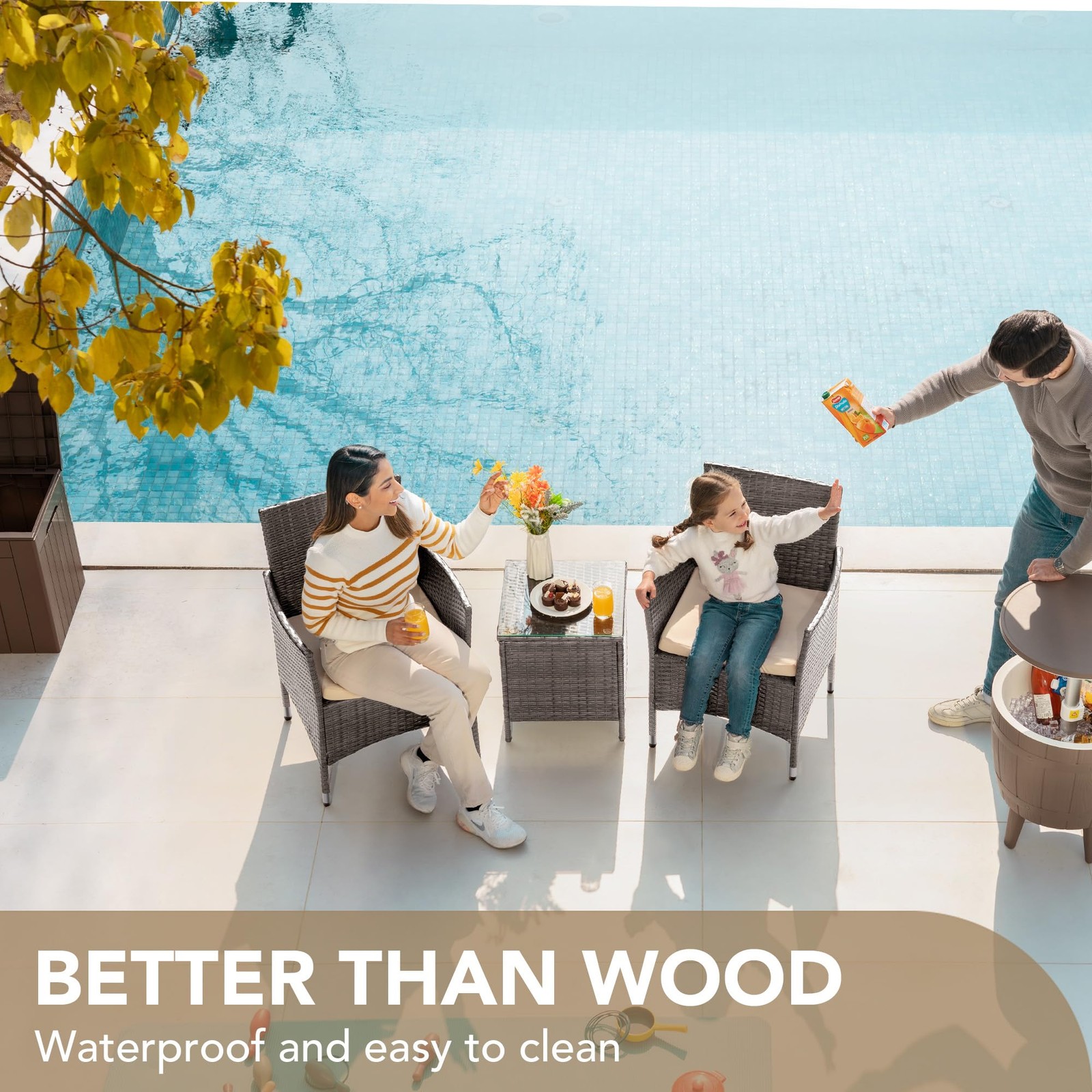 Devoko 3 Pieces Patio Furniture Sets Clearance Pe Rattan Wicker Chairs Table