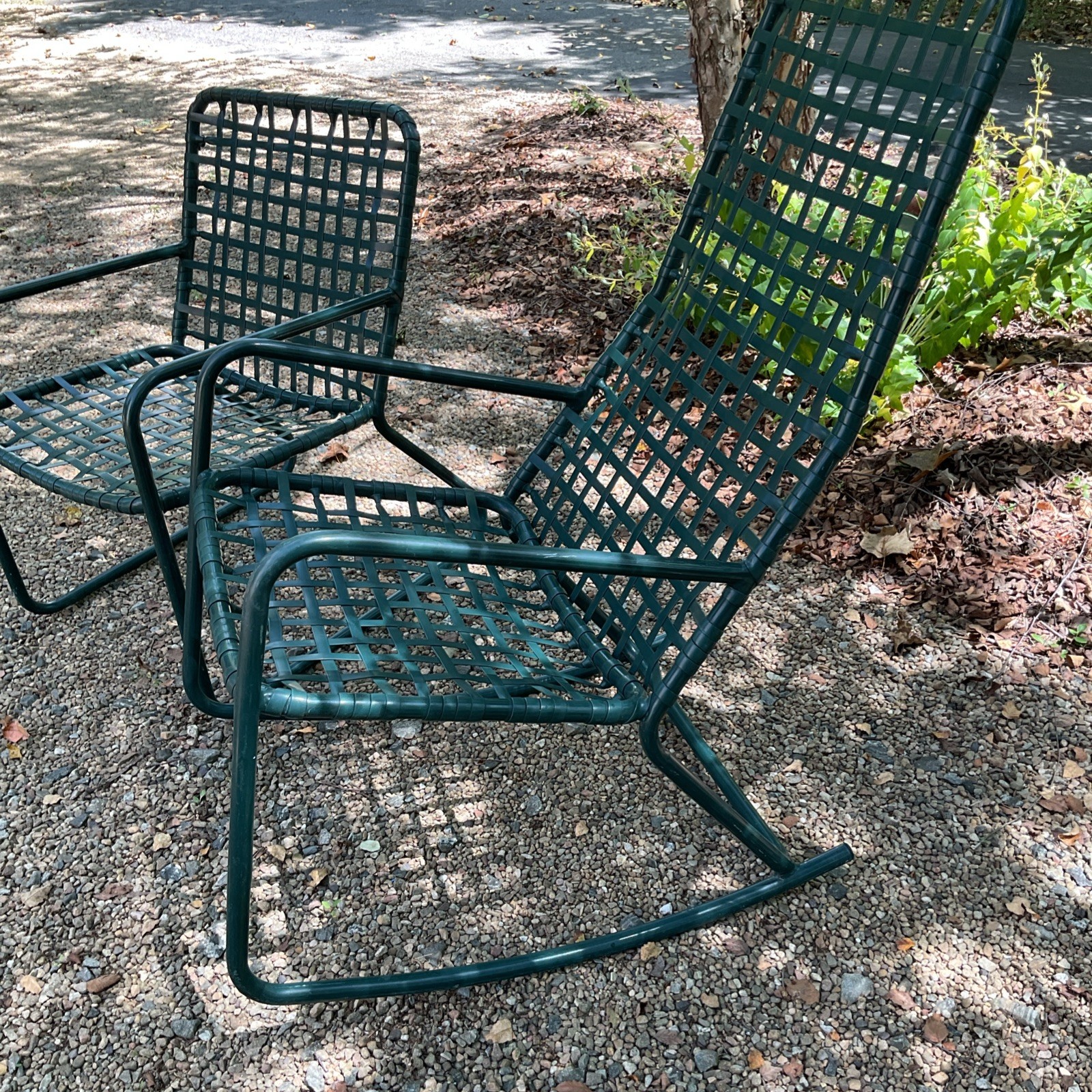 Vintage Brown Jordan Tamiami Rocking Chair And Armchair Dark Green Patio Outdoor