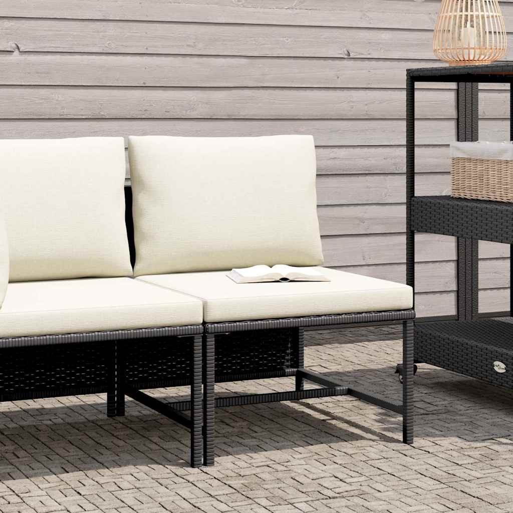 Modular Sectional Sofa with Cushions in Black and Gray Poly Rattan vidaXL